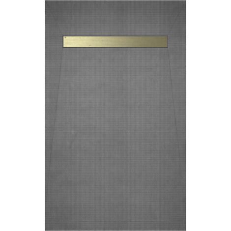 Plato de Ducha Alicatable 120×80 con Rejilla lineal oro cepillado y Desagüe