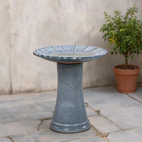 Bain d'oiseau en céramique émaillée classique gris 43 cm (1/5)