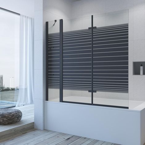 AQUABATOS Badewannenabtrennung Badewannenfaltwand 5 mm ESG glas mit Nano Beschichtung Duschtrennwand für Badewanne 3. 150 x 140 cm schwarz (1/5)