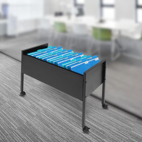 Rollbarer Aktenschrank, Aktenordner mit Rädern, Rollbarer Aktenwagen, Hängemappen, Modern Hängemappenwagen, Rollcontainer Aktenschrank, Dateiorganizer 70×37×60cm Schwarz (1/5)