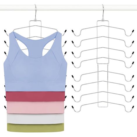 Cintre Pour Hauts Sans Manches - 8 Niveaux - En Métal - Rotation 360° - Pour Soutiens-Gorge, Brassières De Sport, Maillots De Bain, Débardeurs - Lot De 2 (1/5)