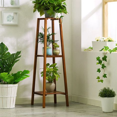Soporte Plantas de bambú Interior Exterior Estanteria Macetas Decorativa, 30 x 30 x 96cm (1/5)