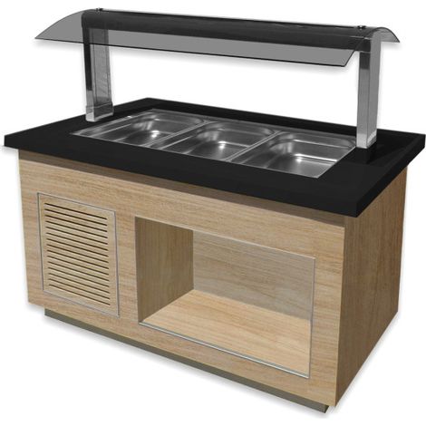 Buffet chauffant - 3 GN - Chêne - Granit noir - Température +30/+90°C - LINE SB-H 130 - Saro