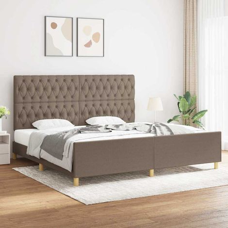 Estructura de cama con cabecero de tela gris taupe 200x200 cm (1/5)