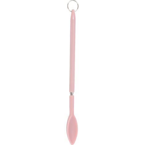 Spatule télescopique rose en silicone, mini cuillère rétractable réutilisable, facile à nettoyer avec crochet de suspension pour cosmétiques et gloss. (1/5)