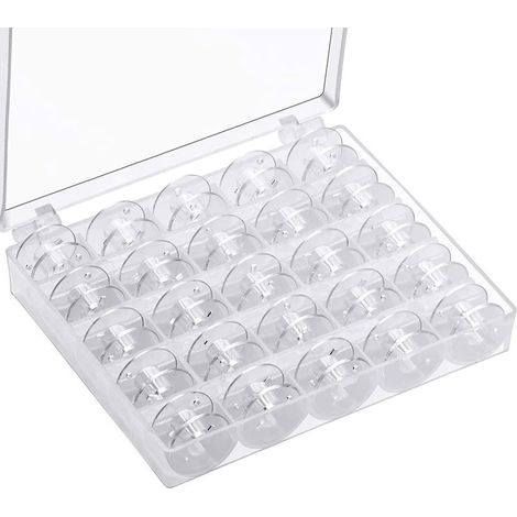 (25pcs Transparent) Sewing Machine Bobbins, Sewing Machine Bobbins Universal Sewing Bobbins Plastic Sewing Machine Bobbin with Storage Box (1/5)