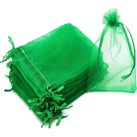 (50 Sachet Protection Vert 15×20cm,Sac Protection Fruits Avec Cordon de Serrage, Sac Filet Reutilisable Anti-Oiseaux et Insectes pour Jardin Fruits (1/4)