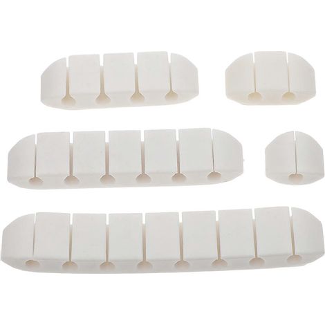 Lot de 5 organisateurs de câbles adhésifs pratiques pour câbles USB, support de fixation.-12X2.2X1.1CM-White (1/3)
