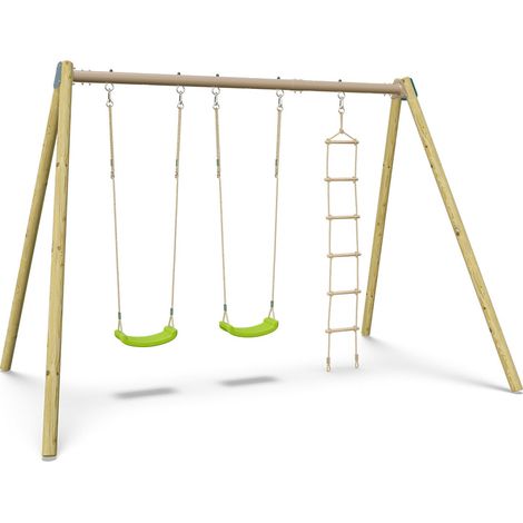 Balançoire double avec echelle de corde - Techwood Harmonie BLOU FUN - Aléo by Trigano (1/5)