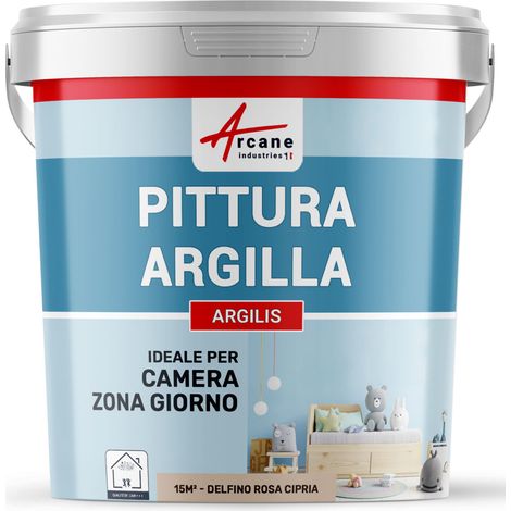 Pittura naturale all'argilla per decorare la camera dei bambini - ARGILIS - 15 m² (2,5 kg in 1 strato) Delfino Rosa Cipria - ARCANE INDUSTRIES