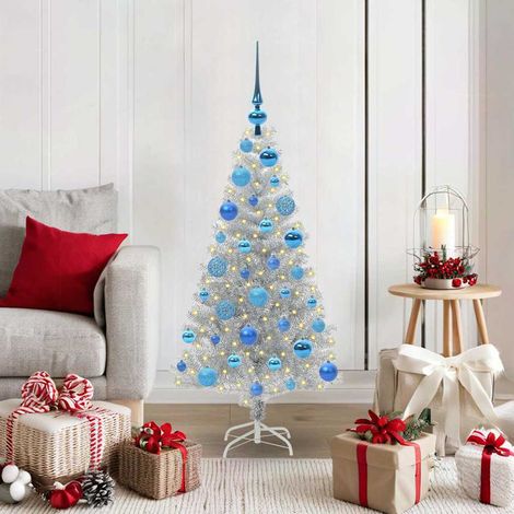 Weihnachtsbaum mit 150 LEDs mit Ständer Silber 120 cm PET