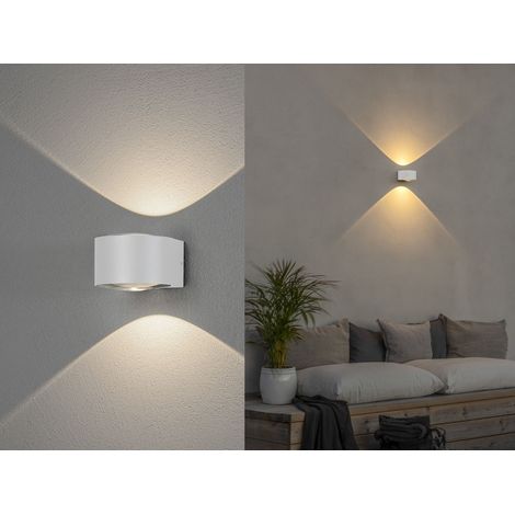 Kleine LED Up and Down Außenwandleuchte GELA in Weiß, Höhe 6,5cm