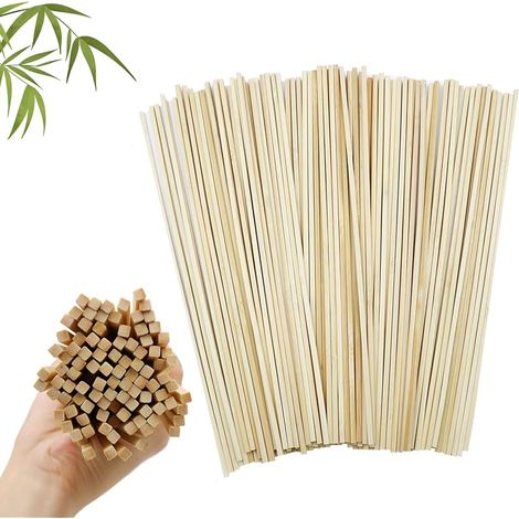 100 Pièces Baton Barbe a Papa 300 mm x 4mm x 4mm Bâtonnets pour Barbes à Papa pour Barbe à Papa Naturel Bâtons de bambou pour Travaux Manuels et Bricolage(Carré) (1/5)