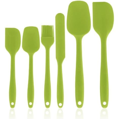 6 pièces, ustensiles cuisine silicone, vert design contemporain, résistant à la chaleur, idéal cuisine française