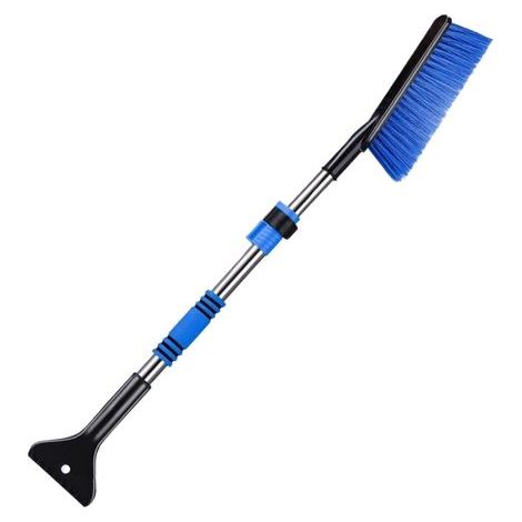 Grattoir à glace voiture avec brosse à neige intégrée, outil déneigement pare-brise ergonomique poignée rétractable mousse, résistant hiver (1/5)
