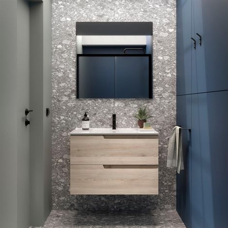 Meubles de salle de bains VIMA 800 NATURAL + Plan vasque (1/2)