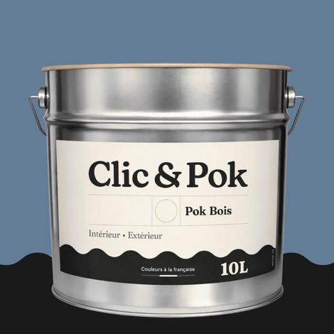 Peinture Bois Extérieur – POK BOIS - 10L - RAL 5014 - Bleu pigeon- Résistante aux intempéries - Ne s'écaille pas