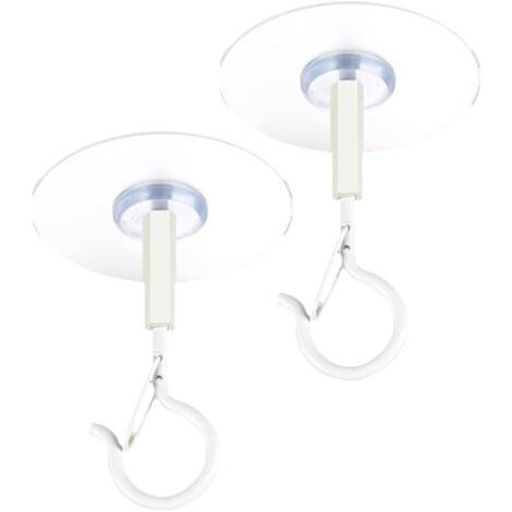 2 Pack Adhesive Ceiling Hooks, Safety Hanging Clips, Windproof Wall Mount, Heavy Duty Self Adhesive Mount, Solution for Hanging Lights, Banners, Wind Chimes (1/5)