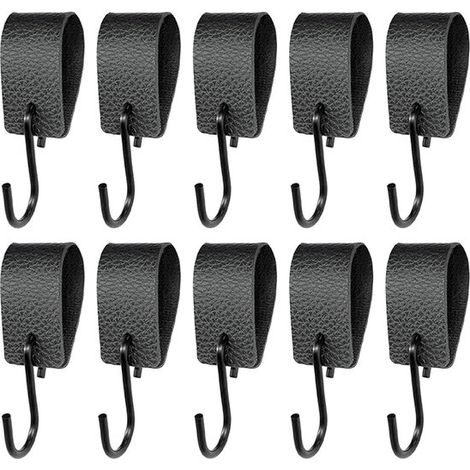10er-Pack beigefarbene S-Haken aus Leder für Kleiderschränke, Küchen und Camping (1/5)