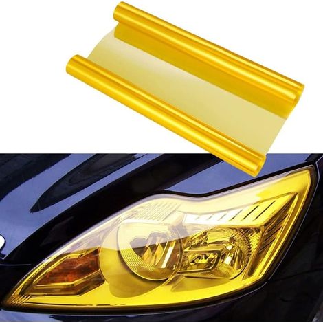 Lámina de vinilo autoadhesiva - 30 cm x 100 cm - Para faros antiniebla y luces traseras de coche (amarilla) (1/5)