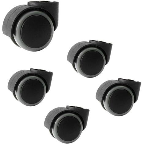 lot de 5 roulettes chaise bureau sans tige 50mm, polyuréthane, diamètre trou 8mm, charge 150kg, pour chaises pivotantes