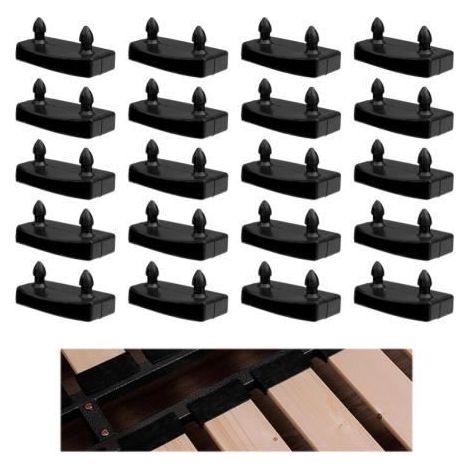 Supports pour Sommier à Lattes - Lot de 50 - Plastique Haute Densité - Noir - Durable (1/4)