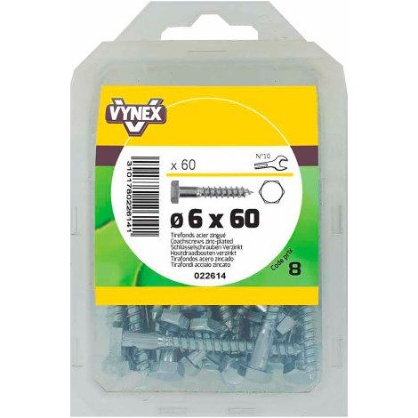 Tirefond acier zingué Ø 6 x L 60 mm - Paquet de 60 - Maxiburo (1/2)