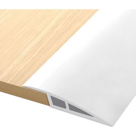 Barre de seuil adhésive PVC 2,5m Blanc - Seuil de porte rattrapage niveau hauteur 5mm 10mm (1/5)