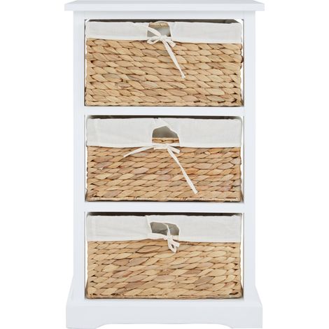 Premier Housewares Chest Of Drawers White Chest Of Drawers With 3 Drawers Bamboo Bedroom Chest Of Drawers Durable White Drawers For Bedroom For Storage 45 x 33 x 72 (1/5)