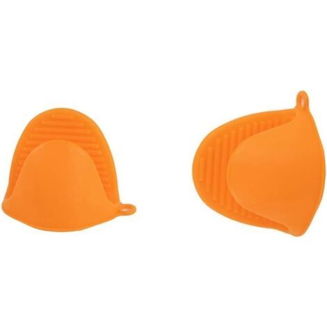 Manique en silicone, mini maniques de cuisine, solution résistante à la chaleur, 1 paire (orange) (1/5)