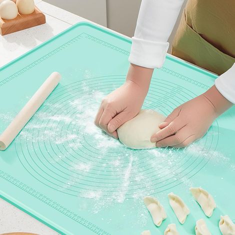 Tapete de amasado grande antiadherente de 70 x 50 cm, tapete de silicona reutilizable con medidas, tapete de silicona antideslizante para galletas, masa de pizza, pan y fondant. (1/5)