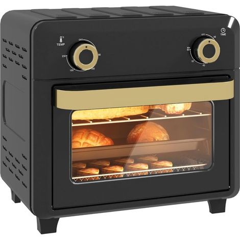 Minibackofen mit Umluft, Heißluftfritteuse, Timer, Innenbeleuchtung, 10L, Schwarz (1/5)