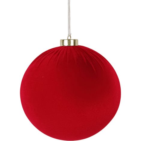 Palla per albero di Natale 15 cm effetto Velluto ROSSA grande Decorazione Effetto Velluto addobbo Albero Elegante Addobbi Natalizi per Casa, Ufficio e Locali (1/5)