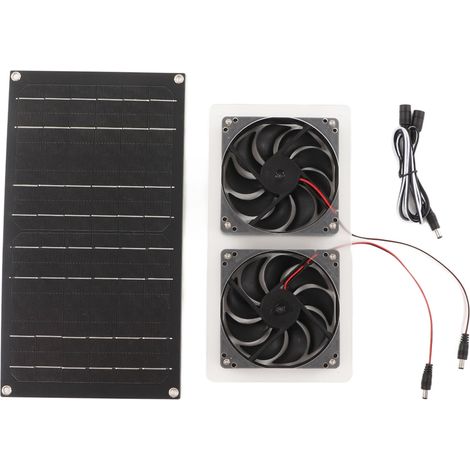 Extracteur d'air solaire étanche 100W double ventilateur d'évacuation pour camping-car, yacht, serre, salle de bain (1/5)