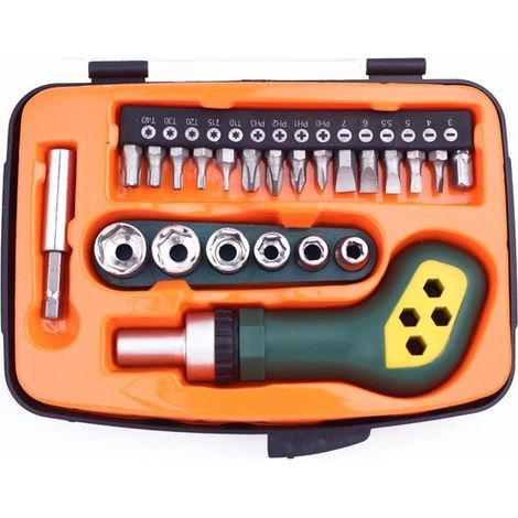 Trade Shop - Kit De Destornilladores Multifuncional 23 Piezas Surtidas Destornillador + Vasos - (1/5)