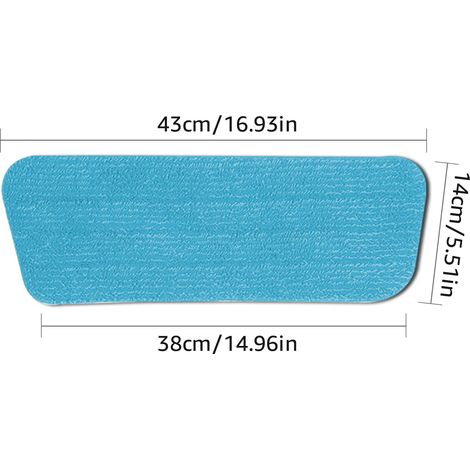 Ortviai Tête de Balai Microfibre Réutilisable pour Balai Vaporisateur – 43 x 14 cm, Bleu
