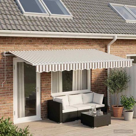 vidaXL Auvent rétractable Gris clair et blanc 450 × 350 cm