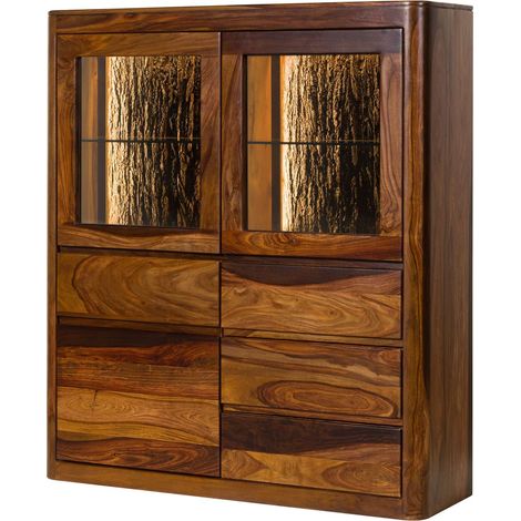 Credenza Sheesham marrone scuro Cerato 128x40x145 cm montato TORONTO LUX 203 (1/3)