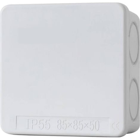 Caja de Empalme sin cono y Derivación Estanca de Superficie Blanco 85x85x50 mm