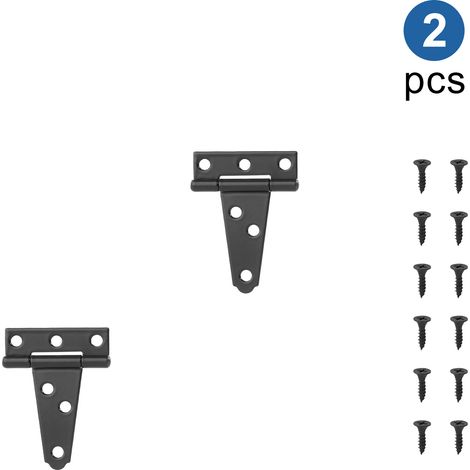 (Noir 62 mm) 2 charnières de porte de grange en fer noir en forme de T, style rustique, pour meubles, placards de cuisine en bois, armoires, clôtures (1/5)