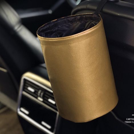 Poubelle de Voiture Pliable, Poubelle de Voiture Multifonctionnelle, Double Couche, Lavable, Suspendue avec Bande élastique (Beige) (1/5)