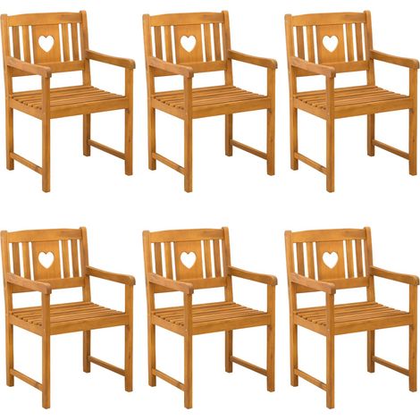 Gartenstühle 6 pcs Natur Massives Akazienholz vidaXL (1/5)