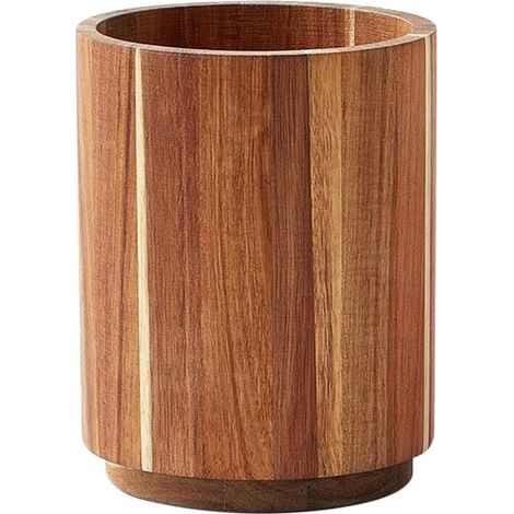 Porte-ustensiles rotatif 360° – Bois naturel – Organisateur de comptoir – Cuillères et spatules (1/5)