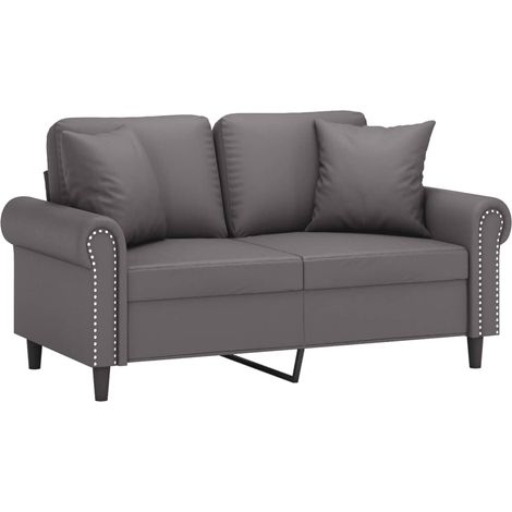 vidaXL Divano a 2 Posti con Cuscini Grigio 120 cm in Similpelle (1/4)