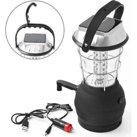 Lanterne de Camping Solaire, Lampe LED à Manivelle, Lumière de Tente Portable Super Lumineuse, IP43 Étanche (1/5)