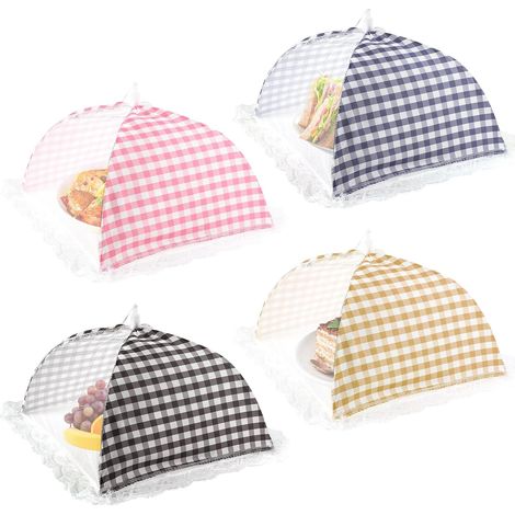 Cloche Alimentaire Anti Insectes, 4 pièces Cloche Alimentaire, Maillage Respirant, Pliable, Fruit Housse pour Cuisine et extérieur, empêche Les Mouches et Insectes (32 x 32 cm) (1/5)
