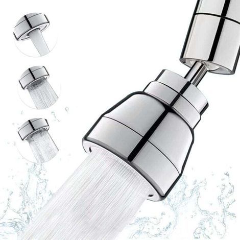 Küchenarmatur-Brausekopf mit 3 Modi – 360°-Sprühkopf für Küchenspülen (Silber), Küchenbelüfter, wassersparender Armaturenadapter, für Badezimmerwaschbecken, FM22/M24 (1/4)
