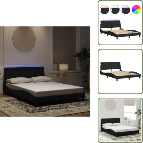 Cuscino testiera - vidaXL Giroletto con LED senza Materasso Hanko Nero 140x190 cm in Velluto - Velluto