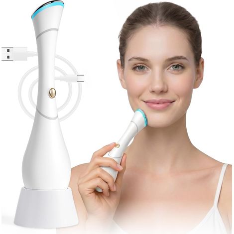 Masajeador facial 4 en 1 con calor, vibración, luz roja y azul, función iónica galvánica, recargable por USB-C para el cuidado facial (1/5)