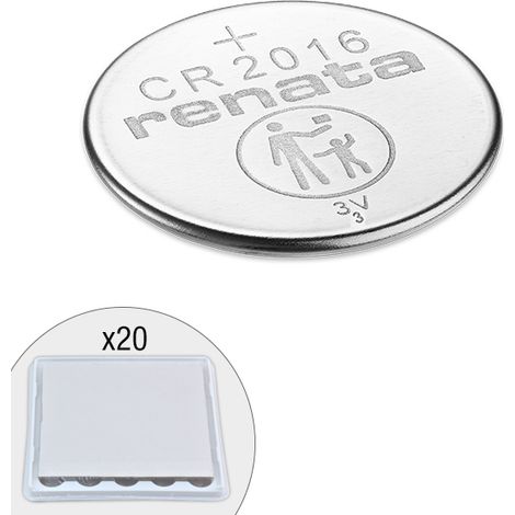 Renata / Swatch Group - Pile bouton lithium CR2016 RENATA 3V 90mAh (plateau de 20)